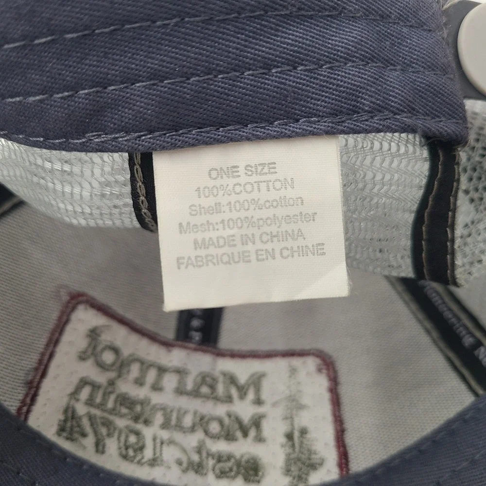 Marmot Moutain Hat Snapback Trucker Mesh Blue Gray Est 1974 Patch Hiking Men